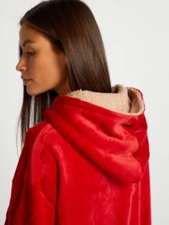 Felpa Con Cappuccio In Sherpa -Kiabi felpa con cappuccio in sherpa rosso atn95 1 frb4