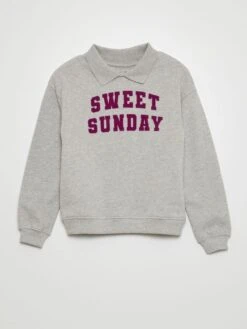 Felpa Con Scritta E Collo A Polo