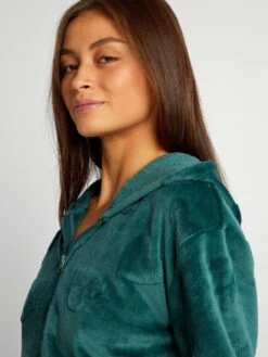 Felpa Homewear In Pile Con Zip -Kiabi felpa homewear in pile con zip verde ats81 2 frb4