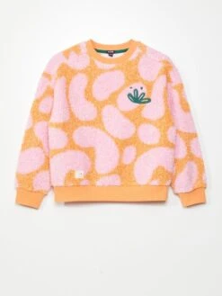 Felpa In Sherpa Stampa A Scacchi -Kiabi felpa in sherpa stampa a scacchi arancione aum16 1 frb3