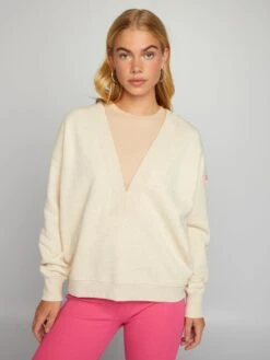 Felpa In Tessuto Felpato Con Scollatura Profonda -Kiabi felpa in tessuto felpato con scollatura profonda beige apq77 1 frb3