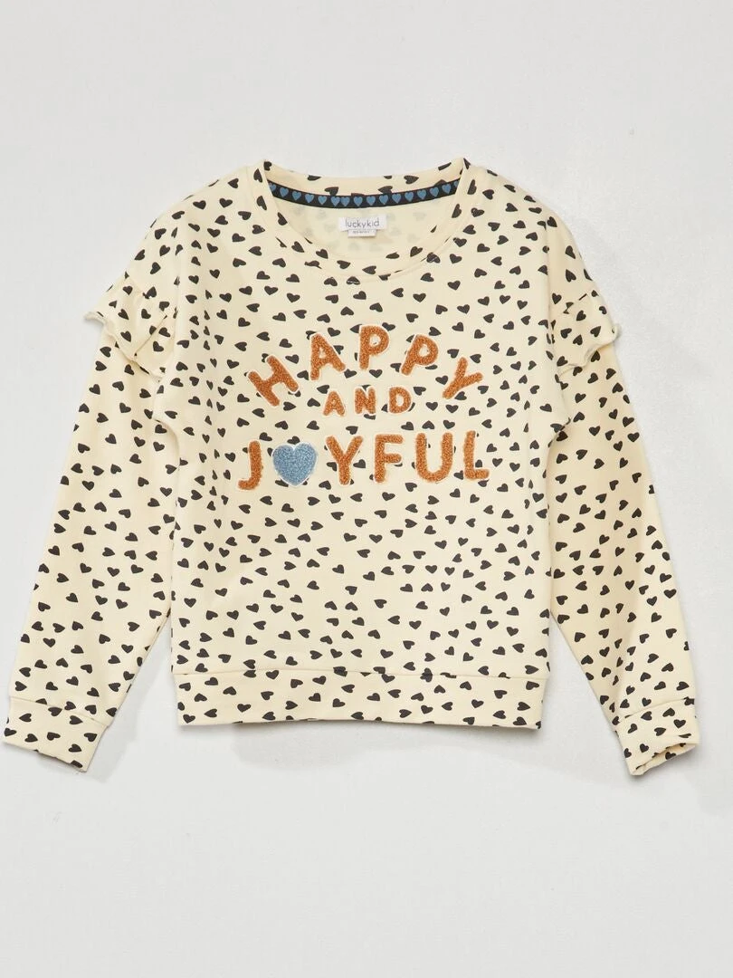 Felpa In Tessuto Felpato 'Happy And Joyfull' 1 Felpa In Tessuto Felpato 'Happy And Joyfull'