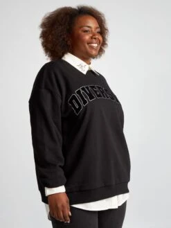 Felpa Larga Con Scritta