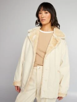 Giacca In Denim Con Collo In Sherpa