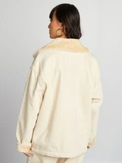 Giacca In Denim Con Collo In Sherpa -Kiabi giacca in denim con collo in sherpa beige arb85 1 frb4