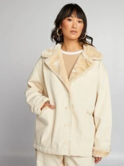 Giacca In Denim Con Collo In Sherpa -Kiabi giacca in denim con collo in sherpa beige arb85 1 frb5