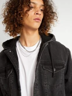 Giacca In Jeans Con Cappuccio -Kiabi giacca in jeans con cappuccio nero aqa13 1 frb4