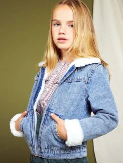 Giacca In Jeans Con Collo Aviatore