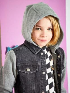 Giacca In Jeans Con Maniche In Tessuto Felpato -Kiabi giacca in jeans con maniche in tessuto felpato grigio zo493 1 frb3