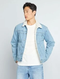 Giacca In Jeans Foderata In Sherpa