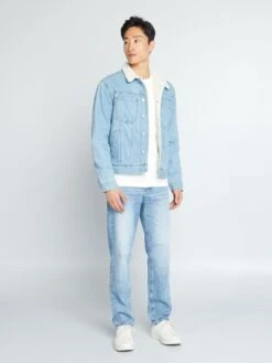 Giacca In Jeans Foderata In Sherpa -Kiabi giacca in jeans foderata in sherpa blu denim chiaro aqh26 1 frb3