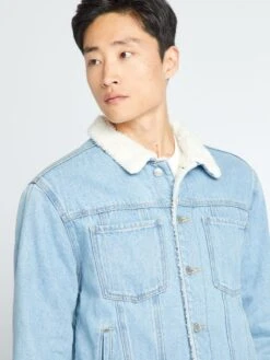 Giacca In Jeans Foderata In Sherpa -Kiabi giacca in jeans foderata in sherpa blu denim chiaro aqh26 1 frb6