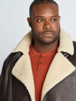 Giacca In Similpelle Foderata In Sherpa -Kiabi giacca in similpelle foderata in sherpa marrone aqy89 1 frb3