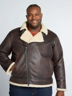 Giacca In Similpelle Foderata In Sherpa -Kiabi giacca in similpelle foderata in sherpa marrone aqy89 1 frb4