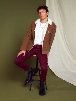 Giacca In Velluto Con Collo In Sherpa