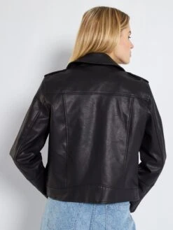 Giubbotto In Similpelle Tinta Unita -Kiabi giubbotto in similpelle tinta unita nero zo456 4 frb3