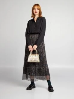 Gonna In Maglia Con Fibre Metallizzate