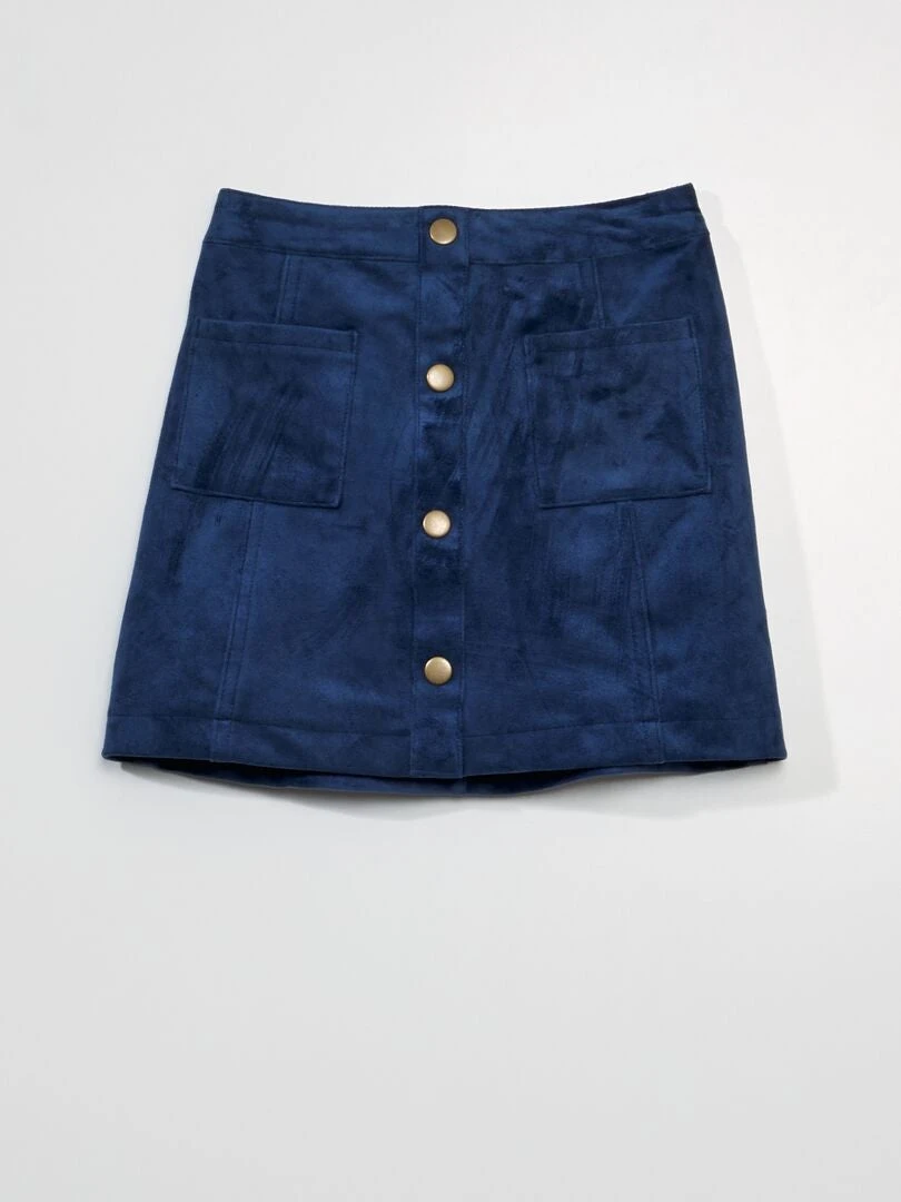 Gonna In Pelle Scamosciata Con Bottoni Davanti 1 Gonna In Pelle Scamosciata Con Bottoni Davanti