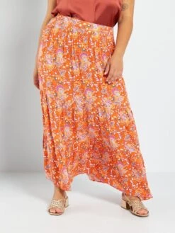 Gonna Lunga Con Balze Stampata -