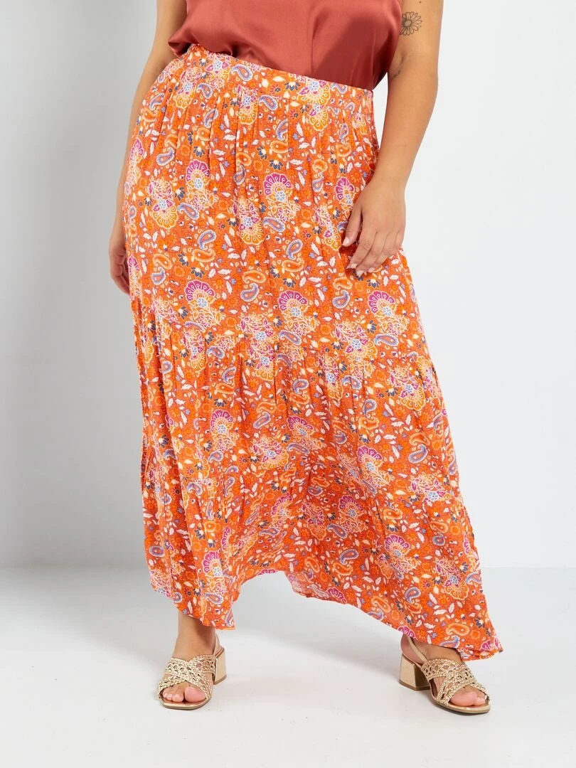 Gonna Lunga Con Balze Stampata - 1 Gonna Lunga Con Balze Stampata -