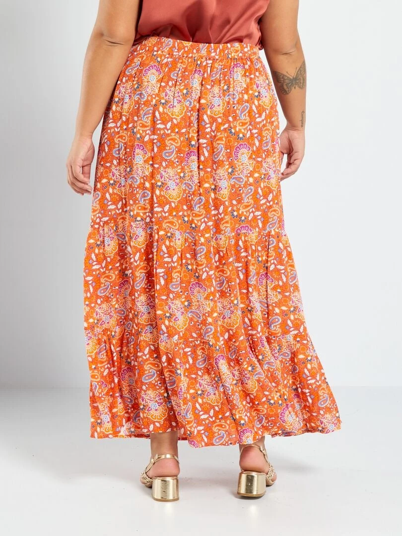 Gonna Lunga Con Balze Stampata - 3 Gonna Lunga Con Balze Stampata - - immagine 3