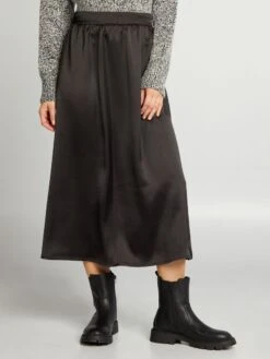 Gonna Midi Satinata -Kiabi gonna midi satinata nero atm70 1 frb4