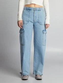 Jeans Larghi Con Tasche