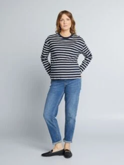 Jeans Mom Premaman Con Abrasioni