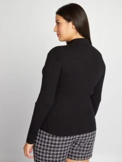 Maglione A Coste A Collo Alto -Kiabi maglione a coste a collo alto nero baj25 2 frb4