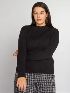 Maglione A Coste A Collo Alto -Kiabi maglione a coste a collo alto nero baj25 2 frb5