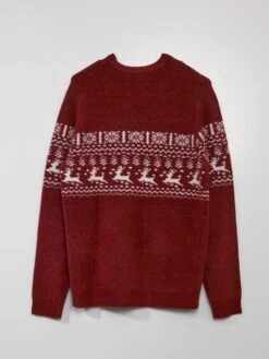 Maglione Di 'Natale' Con Cervi E Fiocchi Di Neve -Kiabi maglione di natale con cervi e fiocchi di neve rosso asa72 2 frb3