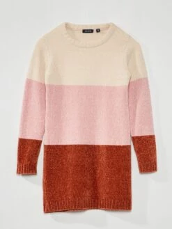 Maxi Pull In Maglia Ciniglia Color Block