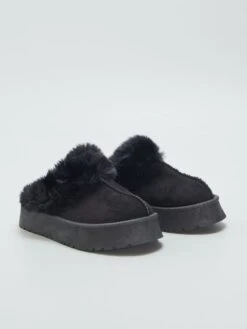 Mules Imbottite Di Pelliccia Suola Spessa