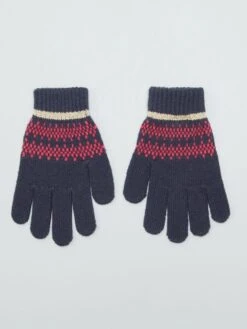 Paio Di Guanti Jacquard Fantasia