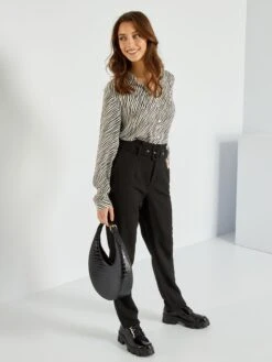 Pantaloni Carrot Con Cintura