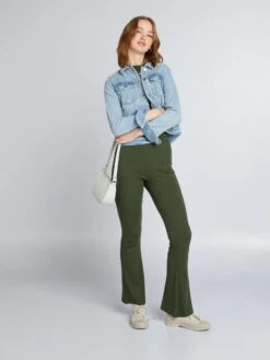 Pantaloni Flare In Maglia A Coste