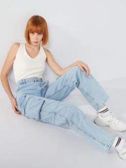 Pantaloni In Denim A Vita Bassa