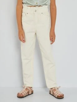 Pantaloni In Denim Taglio Mom -Kiabi pantaloni in denim taglio mom bianco ahr90 1 frb2