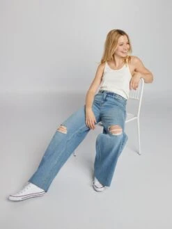 Pantaloni In Denim Wide Leg