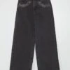 Pantaloni In Denim Wide Leg Con Strass