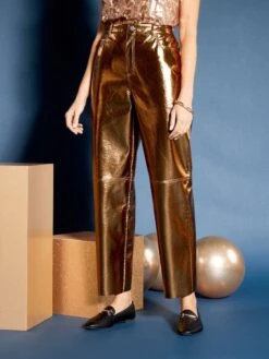 Pantaloni In Similpelle Dorata