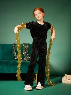 Pantaloni In Velluto A Pois Dorati -Kiabi pantaloni in velluto a pois dorati nero avu14 1 frb3