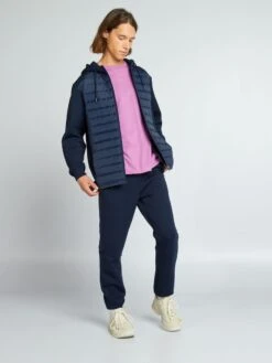 Pantaloni Joggers In Due Materiali