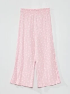 Pantaloni Larghi In Tessuto Goffrato Con Spacchi