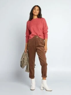 Pantaloni Paperbag In Velluto