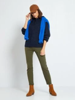 Pantaloni Skinny Vita Alta In Twill