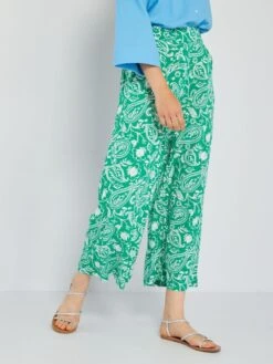 Pantaloni Wide Leg Con Stampe -Kiabi pantaloni wide leg con stampe verde aeq95 3 frb3