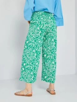Pantaloni Wide Leg Con Stampe -Kiabi pantaloni wide leg con stampe verde aeq95 3 frb4