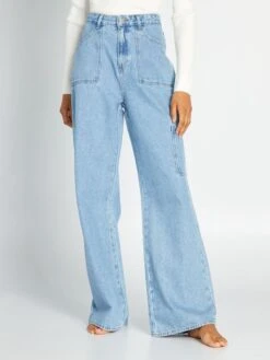 Pantaloni Wide Leg Con Tasche Applicate