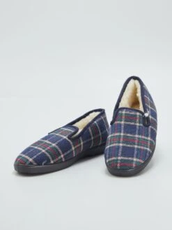 Pantofole A Scarpetta A Quadri -Kiabi pantofole a scarpetta a quadri blu bbp57 1 frb5